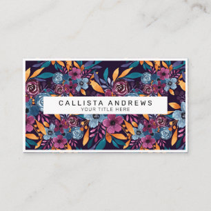 Carte De Visite Cas de Burgundy Navy Mustard Watercolor Flowers