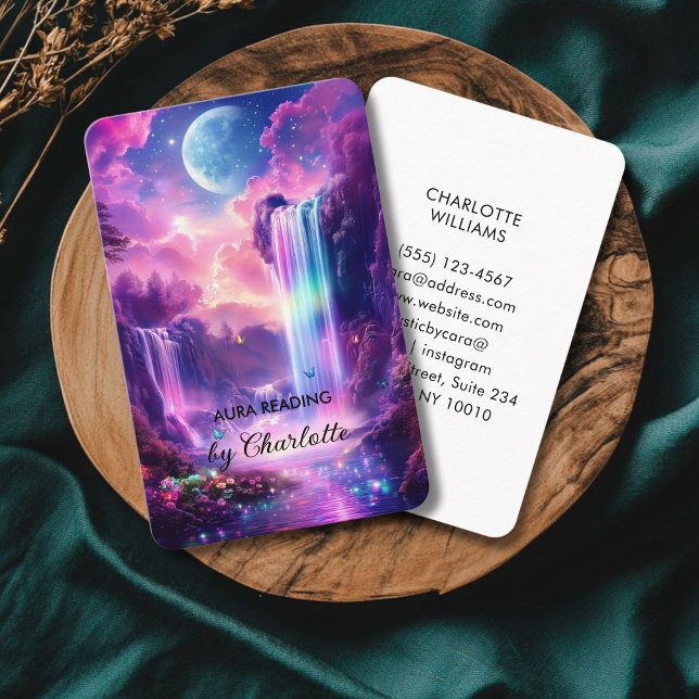 Carte De Visite Cascade mystique (Mystical Waterfall Business Card for Tarot, Aura Reader, Light Work, Reiki and more.)