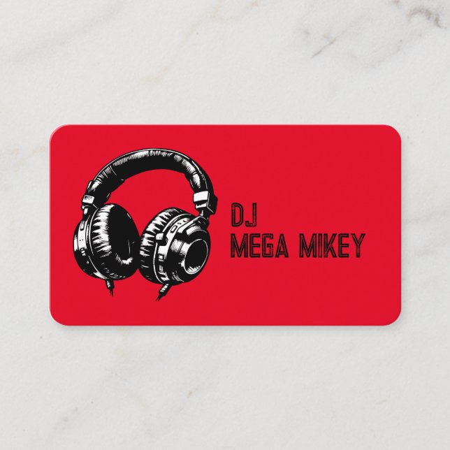 Carte De Visite Casque Audio Musique Noir Danse DJ Fête d'annivers (Devant)