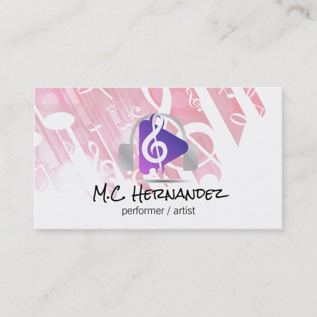 Carte De Visite Casque audio | Note de musique | Bouton de lecture (Devant)