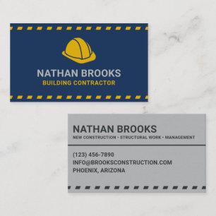 Carte De Visite Casque de chantier bleu foncé de l'entrepreneur en