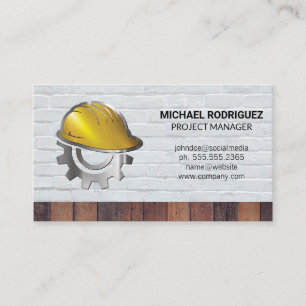 Carte De Visite Casque de chantier Briques Constructeurs