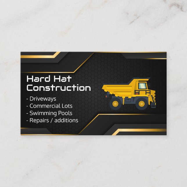 Carte De Visite Casque de chantier | Camion à benne (Devant)