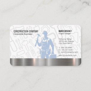 Carte De Visite Casque de chantier métallique   Col bleu