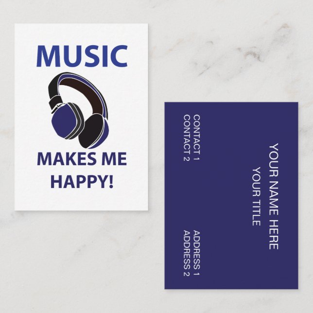 Carte De Visite Casque de musique  (Devant / Derrière)