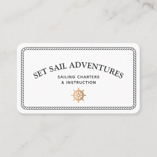 Carte De Visite Casque de navire en or à corde nautique