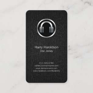 Carte De Visite Casque DJ de disque Jockey BlackGrunge BusinessCar
