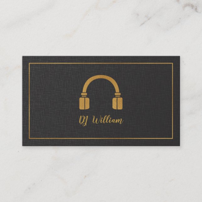 Carte De Visite Casque DJ Faux Luxe Or (Devant)