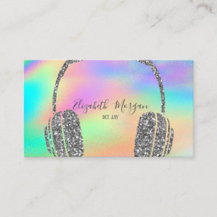 Carte De Visite Casque DJ Holographique Moderne à Paillettes Arc-e