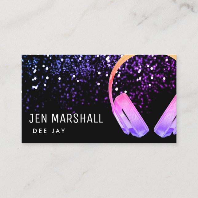 Carte De Visite Casque DJ violet (Devant)