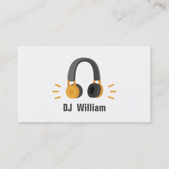 Carte De Visite Casque Orange Gris DJ Disc Jockey (Devant)