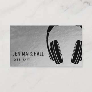Carte De Visite Casques DJ en faux argent