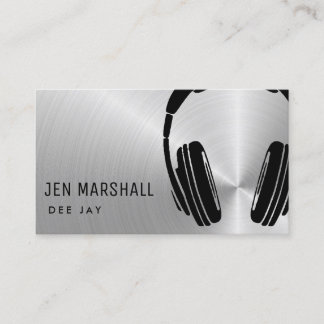 Carte De Visite Casques DJ en métal faux argent