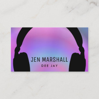 Carte De Visite Casques DJ sur dégradé holographique