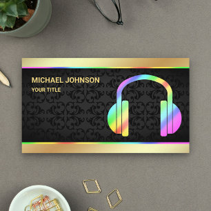 Carte De Visite Casques Rainbow couleur Gold Foil DJ musical