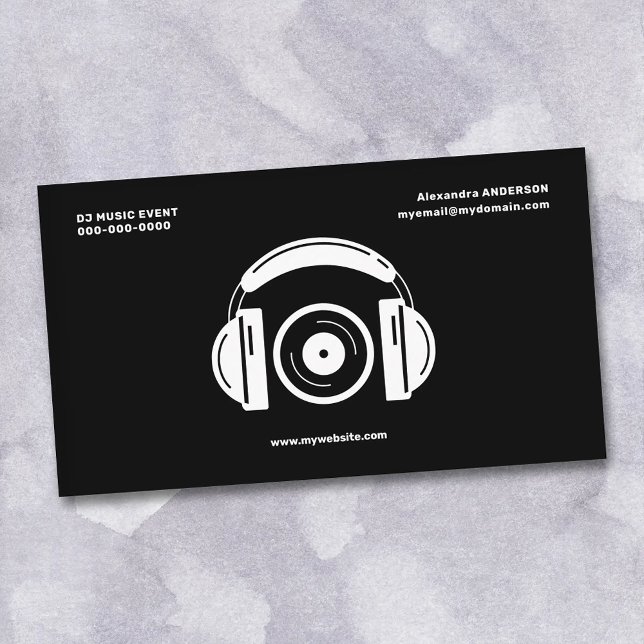 Carte De Visite Casques & Vinyle - Musique DJ (Headphones & Vinyl - DJ Music Business Card)