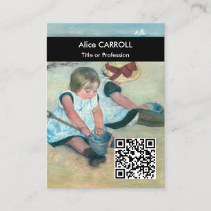 Carte De Visite Cassatt - Enfants jouant sur la plage - QR Code