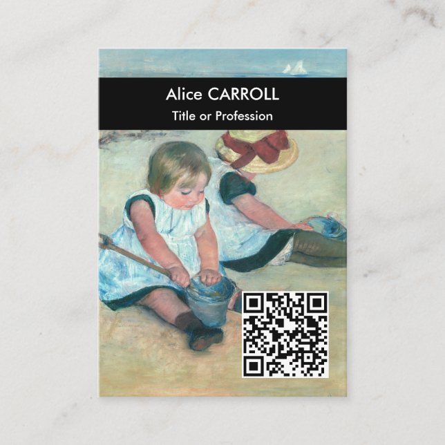 Carte De Visite Cassatt - Enfants jouant sur la plage - QR Code (Devant)