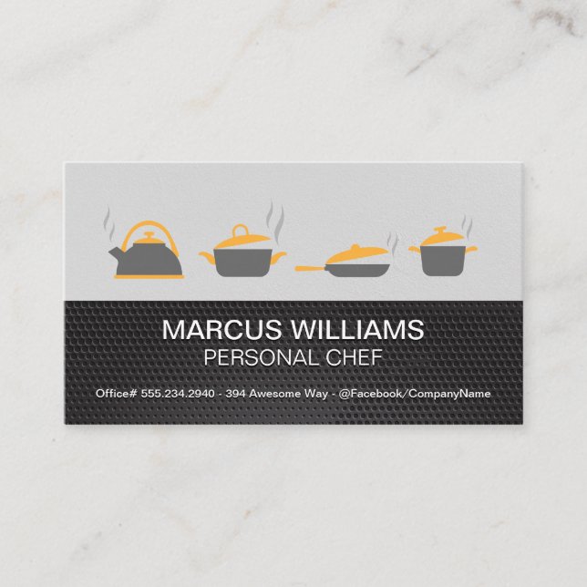 Carte De Visite Casseroles et Poêles | Chef Exécutif (Devant)