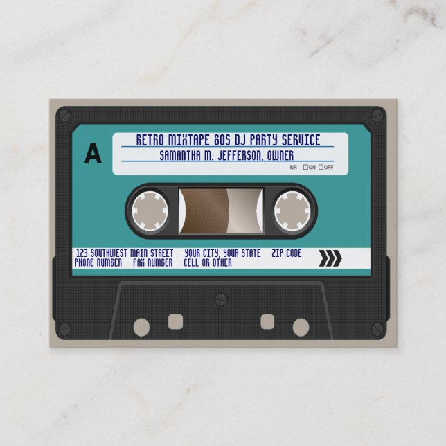 Carte De Visite Cassette Audio Rétro Années 80 (Devant)