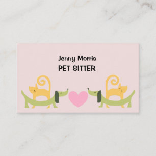 Carte De Visite Cat and Dog Print Adorable Pet Sitter