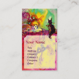 Carte De Visite CAT NOIR de DAME WITH/boule de mascarade