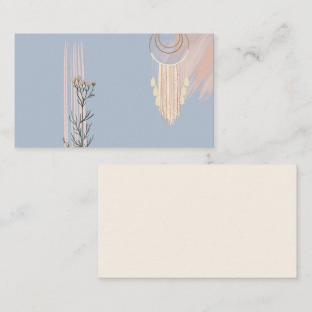 Carte De Visite Catcher de rêve Boho Peach Dusty Blue (Devant / Derrière)