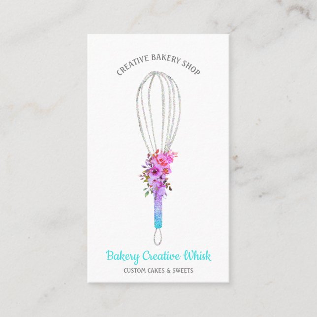 Carte De Visite Caterer Whisk logo pâtisserie boho (Devant)