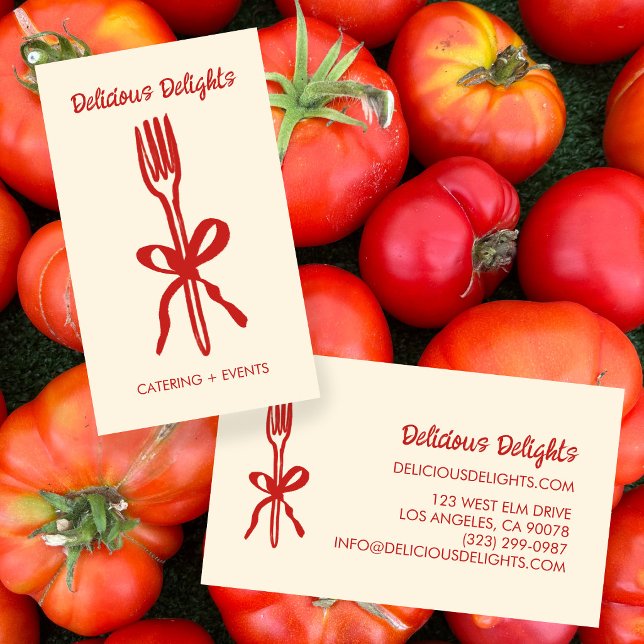 Carte De Visite Catering Chef Organisation d'événements Préparatio (Catering Chef Event Planning Food Prep CUSTOM Hand-drawn Fork Cute Business Card
)