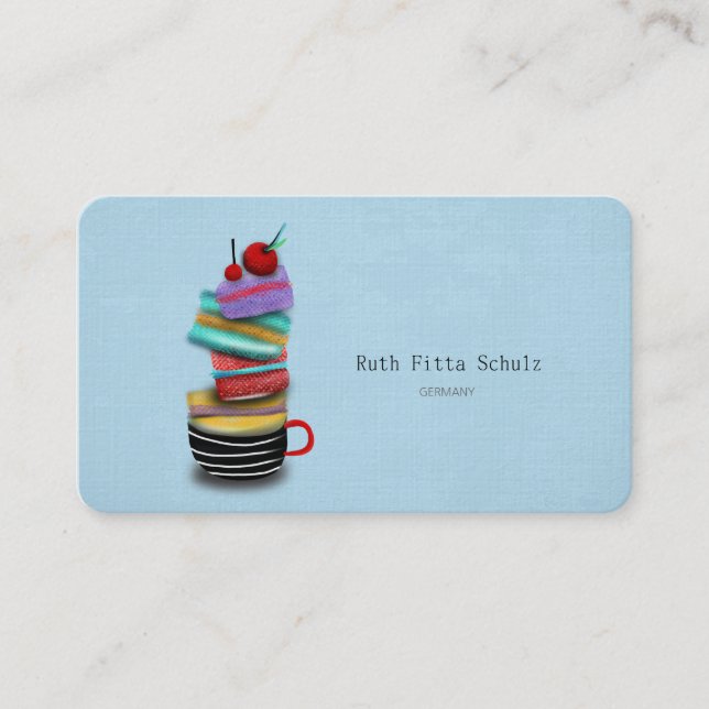 Carte De Visite Catering Macaron Points Polka (Devant)