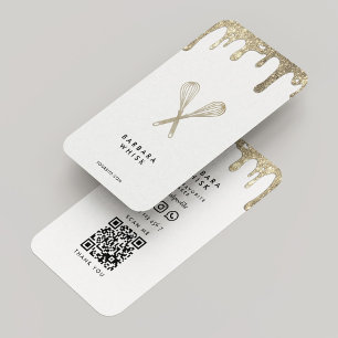 Carte De Visite Catering Minimal Whisk Fausse Or Goutte Blanc