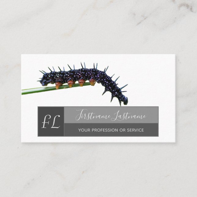 Carte De Visite Caterpillar rectangle gris amant gris monogramme b (Devant)