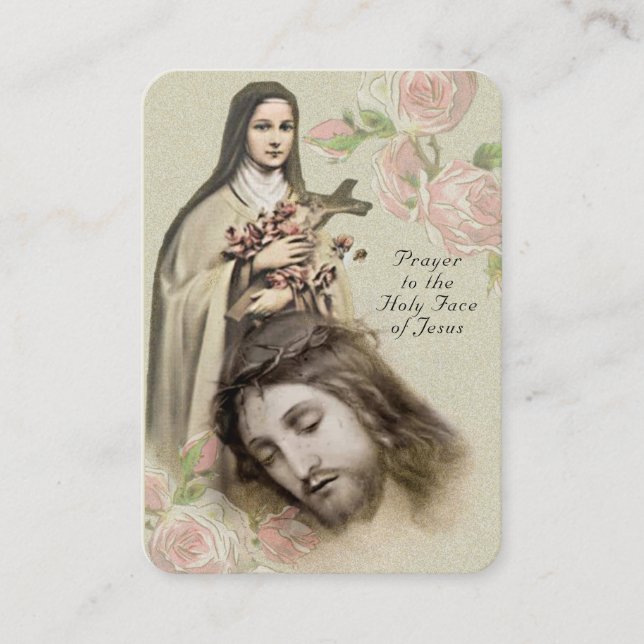 Carte De Visite Catholic Prayer Holy Face St. Therese Religious (Devant)