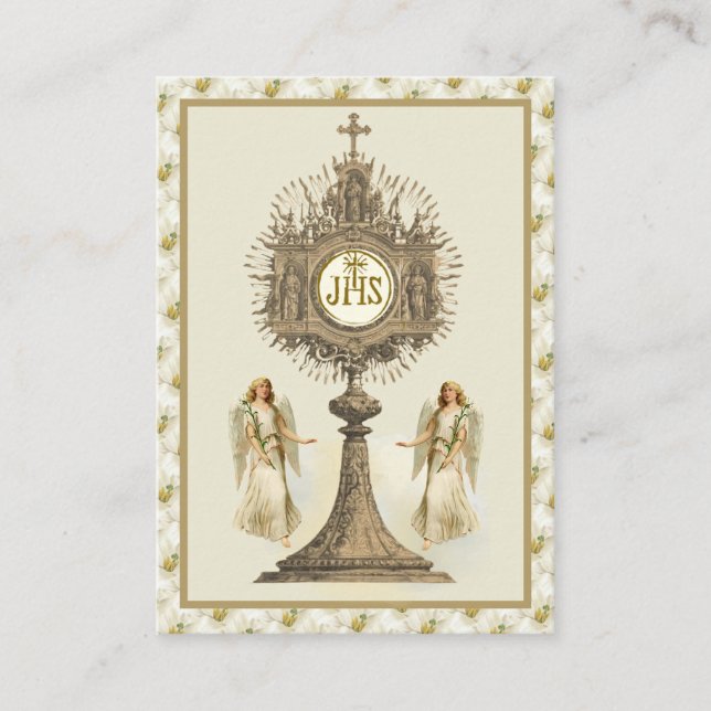 Carte De Visite Catholique Jésus-Anges Eucharistie Prière Pâques B (Devant)