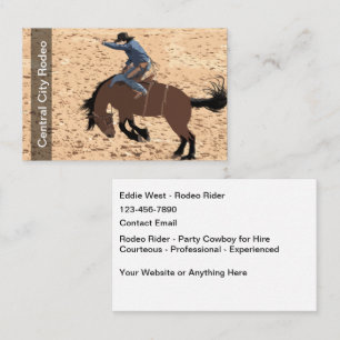 Carte De Visite Cavalier de Rodéo Cowboy à Louer