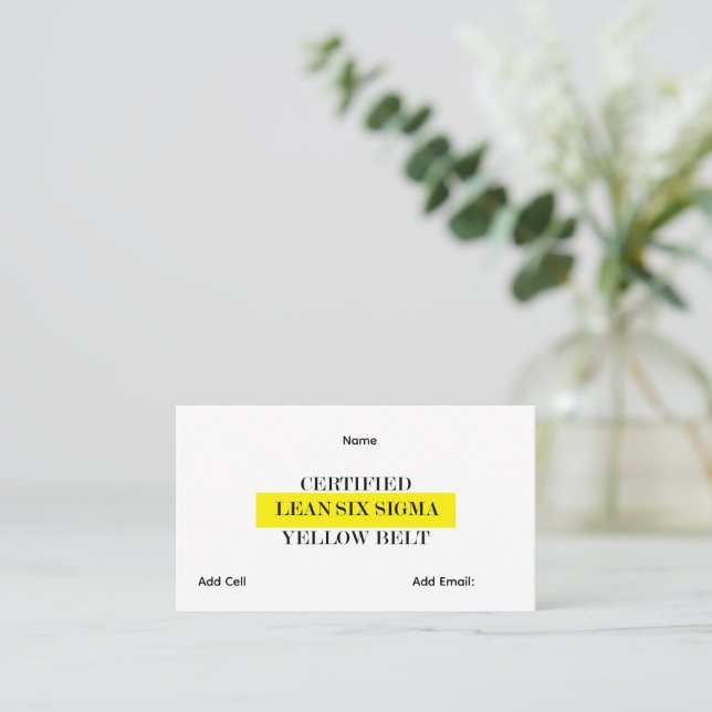 Carte De Visite Ceinture jaune Lean Six Sigma personnalisable (Debout devant)