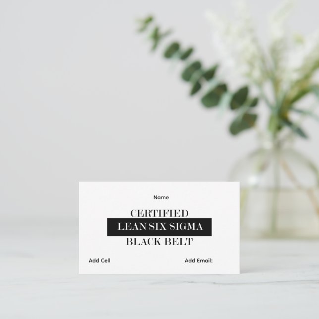 Carte De Visite Ceinture noire Lean Six Sigma personnalisable (Debout devant)