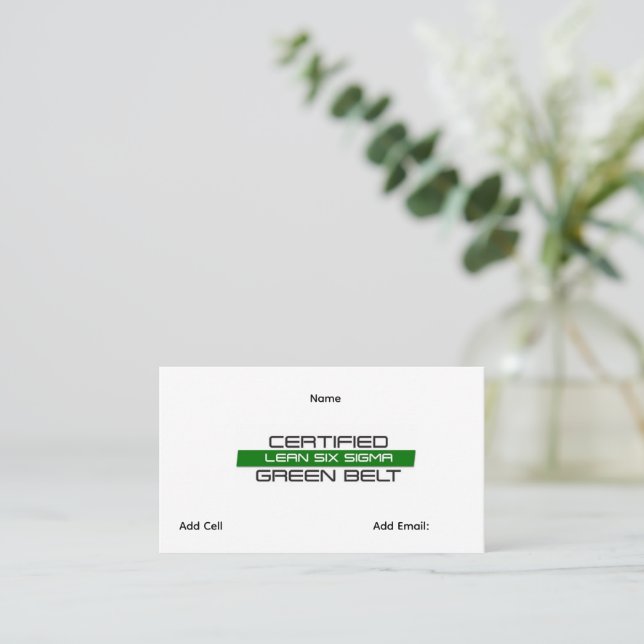 Carte De Visite Ceinture verte Lean Six Sigma personnalisable (Debout devant)
