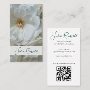 Carte De Visite Célébrant de mariage simple floral blanc