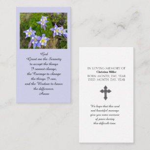 Carte De Visite Célébration de la vie Bleu, Violet, Jaune, Prière