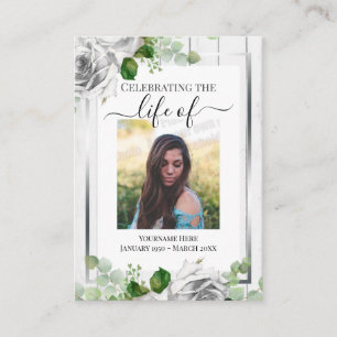 Carte De Visite Célébration de la vie Bois rustique Un souvenir ph