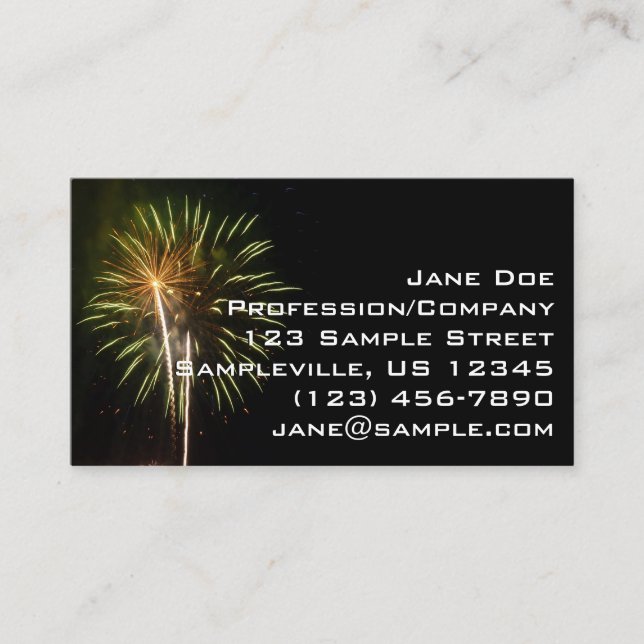 Carte De Visite Célébration de vacances de feux d'artifice verts e (Devant)