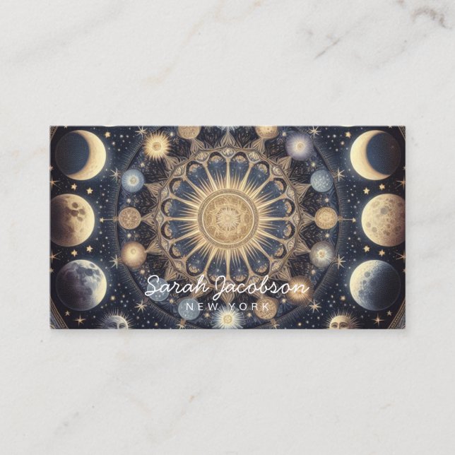 Carte de visite céleste bohème – Ciel nocturne cos (Devant)
