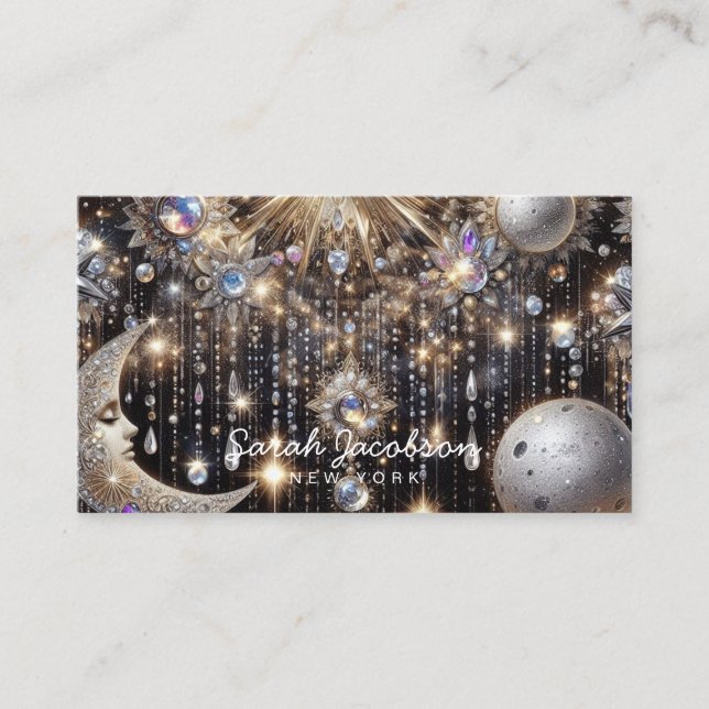 Carte de visite céleste Boho – Ciel nocturne cosmi (Devant)