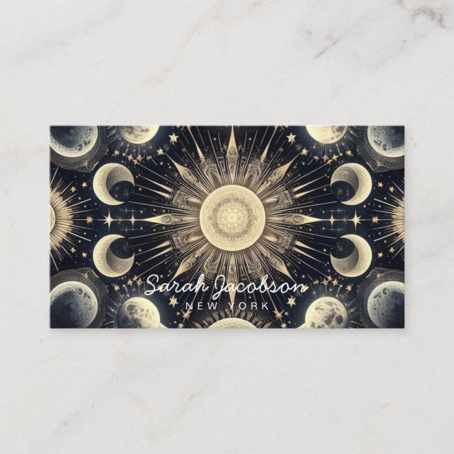 Carte de visite céleste boho – Ciel nocturne cosmi (Devant)