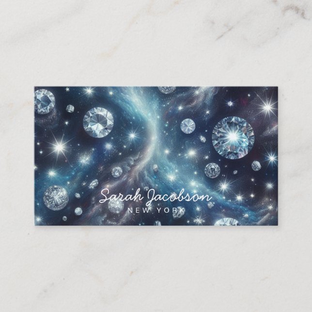 Carte de visite céleste diamantée – Ciel nocturne  (Devant)