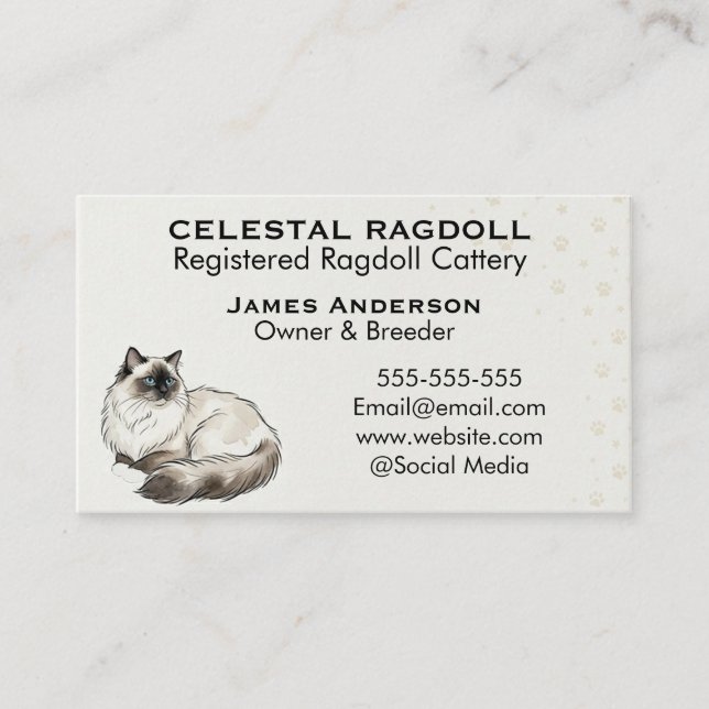 Carte De Visite Celestial Ragdoll Registered Cattery Business Card (Devant)