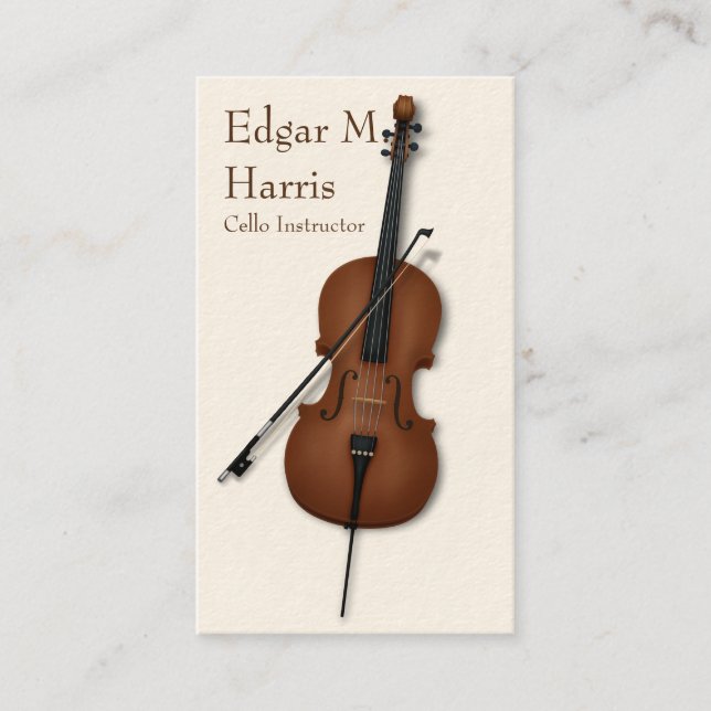 Carte De Visite Cello & Bow Classical Musician Premium (léger) (Devant)