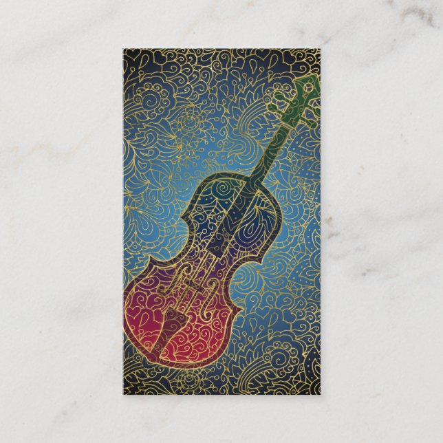 Carte De Visite Cello Gold Filigree - Musique colorée (Devant)