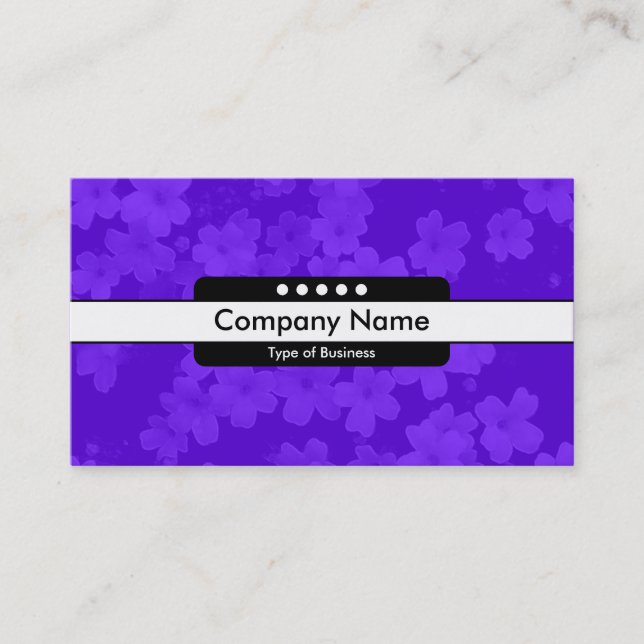 Carte De Visite Centre Bande 5 Points - Fleurs - Bleu Violet (Devant)